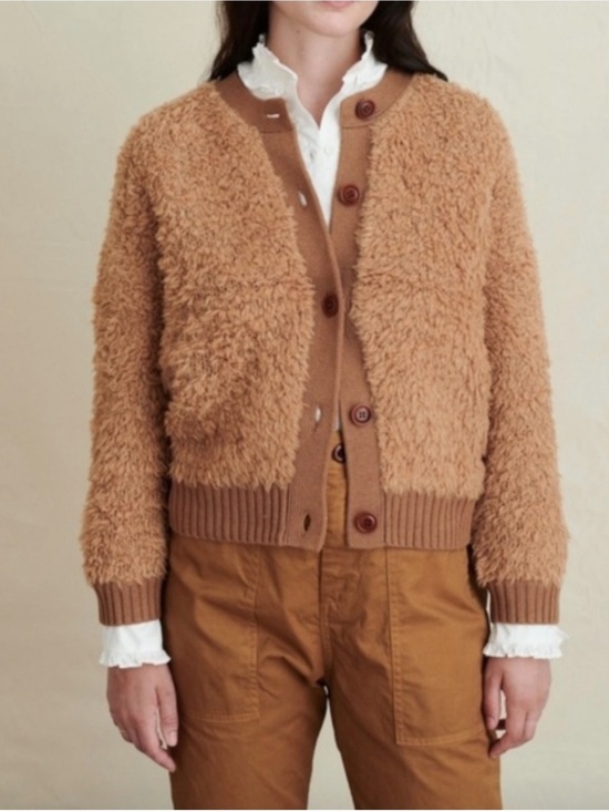 Alex Mill Sweaters - Alex Mill Binky Brown Boucle Textured Merino Wool Cardigan Size large